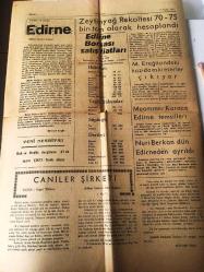 EDİRNE SESİ GAZETESİ YEREL TAŞRA BASINI --20 EYLÜL 1963  --Marmara Bölgesinde Devamlı Depremler -- Edirne de hafif bir deprem oldu -- İpek  ipliği imalat  programı  hazırlanıyor - Su  yollarının tamiri hızla  devam ediyor --Cadde ve  Pazar Yeri  :E. Necmi  Gücüyener ---Zeytin yağ   rekoltesi 70-75 bin ton olarak  hesaplandı -- Muammer   Karaca  Edirne Temsilcileri  - Nuri Berkan  dün Edirne den Ayrıldı -Caniler  Şirketi  Yazan :Edgar  Wallece --Koca Yusuf ve Kırkpınar Güreşleri  - 5 ay içinde Lübnan 'a 256 ,041-  baş hayvan satıldı --Üstün zekalı çocukları  yetiştirecek olan okulun  Ankara da temeli atıldı --Hayvanların Beslenmesinde  Ayçiçeği Küspesi :Hekim İzzettin  Gökmen --Almanya 'ya işçi olarak nasıl gidilir --