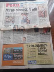 Posta Gazetesi - 17 Ağustos 1998 - Kulüpte Derin Düğün - Mehmet Ağar'ın Oğlu Tolga Ağar Bugün Evleniyor Nikâh Şahitleri Süleyman Demirel Kenan Evren - Beşiktaş'ta Bir Star Perulu Del Solar - Amokachi'den Beşiktaş'a Övgü - Ajda Pekkan'dan Görüntülü Telefon Yer Getirecek Bir Şirketle 550 Milyarlık İmza - Fikret Otyam Eserinden Kopya Çektiği İddiası İle Kenan Evren'e Dava Açtı - Mesut Yılmaz - Bill Clinton Monica Lewinksy İle İlişkini İtiraf Edecek