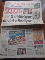 Sabah Gazetesi - 30 Temmuz 1998 - Trabzonspor Başkanı Mehmet Ali Yılmaz - Galatasaray Ligden Atılır -  Zeki Civlez Namı Diğer Digor Canavarı 7 Cana Kıydı İkinci Kez Afla Çıkacak - Mümtaz Soysal Bülent Ecevit'le Yolunu Ayırdı - Tansu Çiller'in Çıkını'ndaki Servet 880 Adet Cumhuriyet Altını 570 Bin Dolar Ve 670 Bin Mark - Kanal 6'yı Jet Pa Aldı