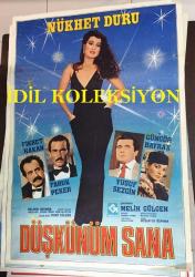 DÜŞKÜNÜM SANA, 1982, FİLM AFİŞİ / POSTERİ - BÜYÜK BOY - ORİJİNAL - 100 X 68 cm EBADINDA - Original Turkish Big Size Movie Poster - Melih Gülgen, Erdoğan Tünaş, Nükhet Duru, Fikret Hakan, Faruk Peker, Yusuf Sezgi, Güngör Bayrak, Suzan Avcı, Melih Kibar, Baykal Kent, - Gülgen Film