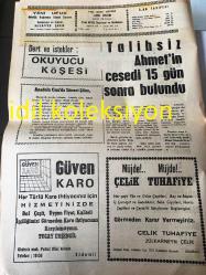 MERSİN YENİ UFUK GAZETESİ YEREL TAŞRA BASINI ---Paraları harcarken  yakalandı  patronunu dolandırdı --Bir kürek uğruna ellerine kelepçe  takıldı --Mersin de 8 ayda 8 milyon  dolarlık  mensucat ihraç edildi --Talihsiz Ahmet 'in cesedi  15 gün sonra  bulundu -- Tarsus 'ta 14 kasaba  ceza verildi --Turgut  forma  taşıyan  futbolcularımıza  kapımız açıktır --