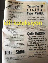 MERSİN YENİ UFUK GAZETESİ YEREL TAŞRA BASINI ---Paraları harcarken  yakalandı  patronunu dolandırdı --Bir kürek uğruna ellerine kelepçe  takıldı --Mersin de 8 ayda 8 milyon  dolarlık  mensucat ihraç edildi --Talihsiz Ahmet 'in cesedi  15 gün sonra  bulundu -- Tarsus 'ta 14 kasaba  ceza verildi --Turgut  forma  taşıyan  futbolcularımıza  kapımız açıktır --