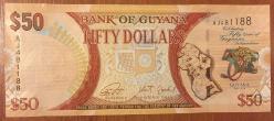 GUYANA 50 DOLAR .ÇİL HATIRA 2016.KAĞIT PARA RESİMDEKİ ÜRÜN