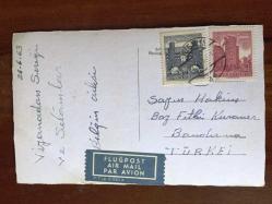 ŞEHİR KARTPOSTALI, AVUSTURYA VİYANA'DAKİ TARİHİ KATEDRALDEN NOSTALJİK BİR FOTOĞRAF, ARKASI YAZILI VE PULLU, SİYAH BEYAZ, 9 X 14 CM EBADINDA