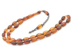 ORİJİNAL ARPA KESİM SÜZME PEMBE SIKMA KEHRİBAR TESBİH ORTA BOY