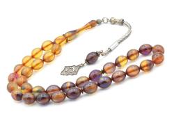 ORİJİNAL ARPA KESİM MAVİ SÜZME SIKMA KEHRİBAR TESBİH İRİ BOY