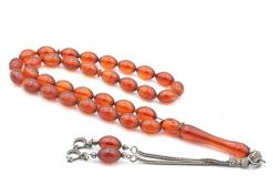 ORİJİNAL ARPA KESİM BAL RENGİ SIKMA KEHRİBAR TESBİH İRİ BOY