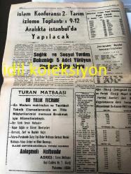 ELAZIĞ TURAN GAZETESİ YEREL TAŞRA BASINI ----9 Aralık 1987 Yıl :58 Sayı :13108--Müracaatlar 18 Ocak 1988 Günü Sona Erecek -- Optik Fiber  Telekomünikasyon Yolunu Aydınlatıyor --5.Vakıf Haftası  İlimizde Kutlanıyor --Milletvekillerimizden  Temennim :Saim Öztürk --İslam Konferansı  2. Tarım izleme toplantı 9-12 Aralık ta İstanbul da Yapılacak --Sağlık ve Sosyal Yardım Bakanlığı  5 Adet Yürüyen Hastane Satın Alıyor --Elektrikle Manto Giydirici ve Tencere Bekçisi --Nürnberg deki yeni  buluşlar  fuarında  pek çok  yenilikler --