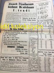ELAZIĞ TURAN GAZETESİ YEREL TAŞRA BASINI ---21 Aralık 1987 Yıl :58 Sayı :13118--Hükümet  Altın Konusuna Açıklık Getirmeli --Turizmde Tanıtım Hazırlığı --Kurulduğu Tarihten Bugüne Kadar  Tofaş  402 Bin Otomobil  Üretti --Domates Alım fiyatları 50 Lira Olacak --Krediler 13 Trilyon Aştı --Ekmek Fiyatlarının Serbest  Bırakılması İstendi --Almanya Federal Cumhuriyeti 'nde Bir Nebze  Monarşi  Prens Charles ve Lady Diana Almanya Gezisinde --Hamburg da Düzenlenecek Türk Haftası 9 Nisan Tarihinde Ertelendi -- Türk Güreş Kalitesi -Hekimlik  Mesleğinde Kadınların  Oranı Yüksek  Kamu Hizmetlerin  de Eşit Şans İsteniyor --Bal ihracatı durma aşamasında