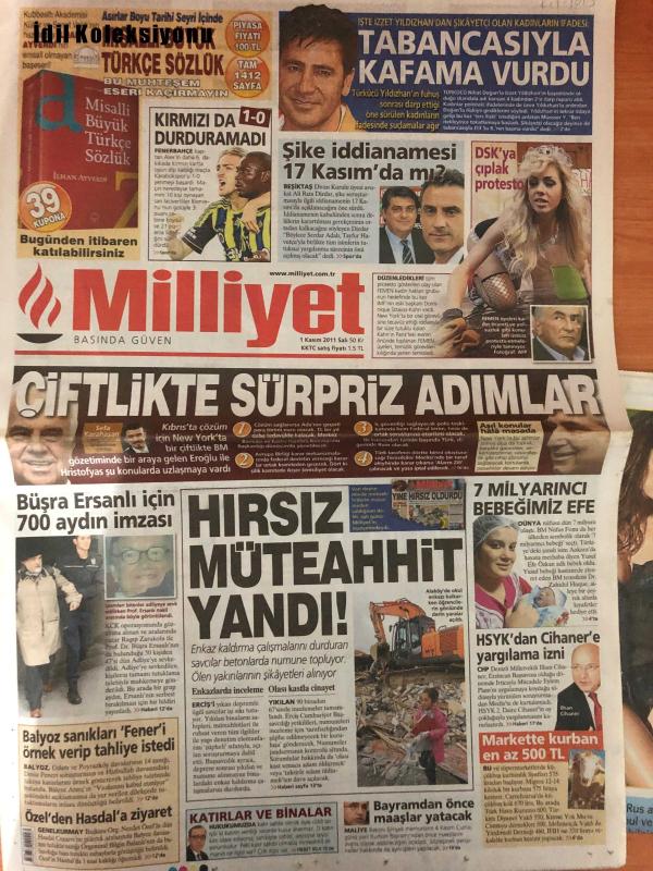 Milliyet Gazetesi 1 Kasım 2011 İLHAN AYVERDİ Yusuf Efe Özkan  