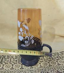 Gümüş veya gümüş kaplama Osmanlı son dönem bardak ve zarfı..