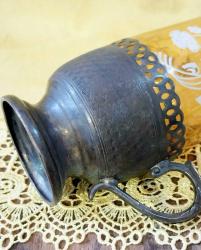 Gümüş veya gümüş kaplama Osmanlı son dönem bardak ve zarfı..