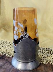 Avrupa Zin Bardak Zarfı, El İşleme Motifli Koleksiyonluk..