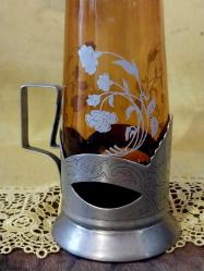 Avrupa Zin Bardak Zarfı, El İşleme Motifli Koleksiyonluk..