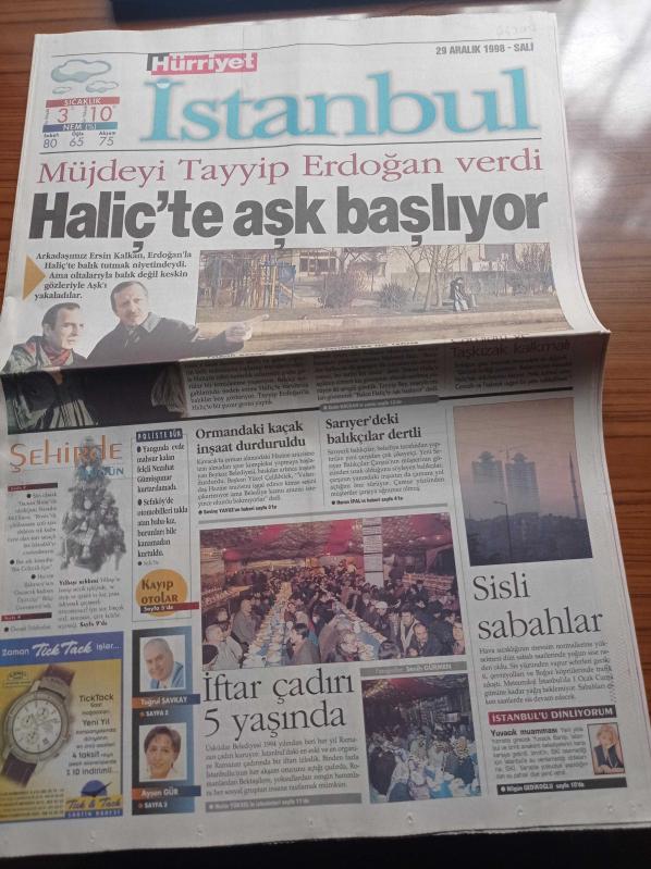 Hürriyet İstanbul Gazetesi 29 Aralık 1998 Müjdeyi Recep Tayyip  