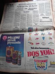 Milliyet Gazetesi - 22 Eylül 1980 - Burhan Felek - Çetin Altan - Bakanlar Açıklandı - Galatasaray'da Bülent Eken'e Geniş Yetkiler Tanındı - Milli Takım İzlanda Maçına Hazırlanıyor - Başbakan Bülend Ulusu - Başbakan Yardımcısı Turgut Özal -  Mehmet Özgüneş - İlter Türkmen - Adalet Bakanı Cevdet Menteş - İlhan Öztrak - Milli Savunma Bakanı Haluk Bayülken