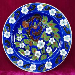 VINTAGE EL BOYAMA ÇİÇEKLER RESİMLİ ATLAS SERAMİK KÜTAHYA ÇİNİ TABAK ÇAP 27 cm , HÂLİYLE