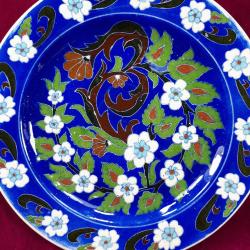 VINTAGE EL BOYAMA ÇİÇEKLER RESİMLİ ATLAS SERAMİK KÜTAHYA ÇİNİ TABAK ÇAP 27 cm , HÂLİYLE