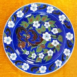 VINTAGE EL BOYAMA ÇİÇEKLER RESİMLİ ATLAS SERAMİK KÜTAHYA ÇİNİ TABAK ÇAP 27 cm , HÂLİYLE