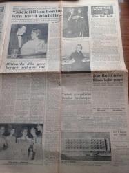 Milliyet Gazetesi - 11 Haziran 1955 - Basketbolda Macarlara Yenildik - Türk Yunan Yugoslav Atletleri Karşı Karşıya - Nicky Hilton'un Yeni Aşkı Terry Moore - Şemsi Günaltay CHP Haysiyet Divanından İstifa Etti - Hilton Oteli Dün Merasimle Açıldı - Casusluk Yapan İki Bulgar Yakalandı - Peyami Safa - Şehir Meclisi Azaları Hilton'a Boykot Yapıyor