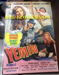 YEMİN, 1973, FİLM AFİŞİ / POSTERİ - BÜYÜK BOY - ORİJİNAL - 100 X 66 cm EBADINDA - Original Turkish Big Size Movie Poster - Melih Gülgen, Nurettin Erişen, Kazım Kartal, Hüseyin Zan, Perihan Savaş, Oktay Yavuz, Nükhet Duru, Yalçın Gülhan, Ünsal Emre, Fethi Oğuz, Tevfik Şen, Bülent Oğuz, Filiz Oğuz, Leman Akçatepe, Atilla Ergün