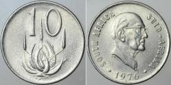 GÜNEY AFRİKA CUMHURİYETİ 10 CENT 1976 SİRKÜLASYON HATIRA PARASI. ÇİL(-) KONDİSYON.
