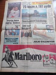 Hürriyet Gazetesi - 22 Mart 1986 - Merhum Nihat Erim'in Anıları 12 Mart Günleri Yazı Dizisi - Balyoz Operasyonu - Spor Toto Mahkemelik Oldu - Beşiktaş'ta Metin Tekin Sakatlandı - Odacılık Tarihe Karışıyor - Emel Sayın Korku İçinde - Korkut Özal'ın Süper Yükselişi - SHP'de İpin Ucu Koptu - Muzır Yasanın İlk Kurbanları - Turgut Özal Düşerse Ne Olur