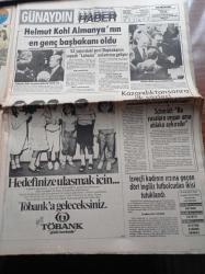 Günaydın Gazetesi - 2 Ekim 1982 - Almanya'nın En Genç Başbakanı Helmut Kohl - Amerika'da İki Seks Skandalı - Türkan Şoray - Beyrut Katliamı - Fenerbahçe Eski Kaptanı Önder Mustafaoğlu Bugün Toprağa Veriliyor - Galatasaray Austria Wien Takımıyla Eşleşti - Banker Kastelli 16 Gün Sonra Tahliyesini İsteyecek - Doçent Argun Saylam'ı Zevk İçin Öldürduk- Kenan Evren Anayasa'ya Karşı Olan 12 Eylül'e de Karşıdır - Kadın Kozmonot Uzayda Hamile Kaldı