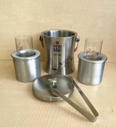 Antika - 2 ADET KULÜP RAKI BARDAĞI + 2 ADET YAZISIZ JELLİ EHLİKEYF + YENİ SERİ BUZ KOVASI MAŞA HEDİYELİ - kitantik - kitaLog