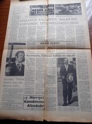 Cumhuriyet Gazetesi - 29 Temmuz 1974 - Şevket Süreyya Aydemir - Füruzan 47'liler - Oktay Akbal - İlhan Selçuk - Donanma Kupasını Fenerbahçe Aldı - İsmail Kurt Kıbrıs Destanını Yazdı - Makarios Kaçarken Allah Bizi Kurtarsın Diye Mırıldanıyordu -  Bülent Ecevit Kıbrıs'da Güvenlik İstiyoruz - Amerika Bülent Ecevit İle Karamanlis'in Görüşmeleri Önerdi - Muhsin Batur