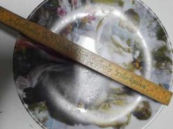 AVRUPA PORSELEN TABAK  RESİMLİ DUVAR SÜS TABAĞI DAMGASI SİLİNMİŞ 18 CM ÇAP