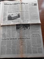 Aydınlık Gazetesi - 8 Nisan 1994 - Doğu Perinçek -  Ferit İlsever - Horzum'a Kaptırılan Para Demir Çelik'i Kâra Geçirirdi - Refah Partili Belediye 500 İşçi Çıkardı - Petlas İşçisi Ankara Yolunda - İhlas Holding Ve TÜSİAD - Gebze'de Fabrikalar Patlamaya Hazır - Beşiktaş Teknik Direktörü Christoph Daum Beşiktaş'ı Seneye Süper Yapacağım - Monica Seles Tenisi Bıraktı