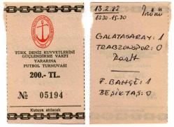 Galatasaray 1-0 Trabzonspor, Fenerbahçe 1-0 Beşiktaş - Futbol Maçı Bileti - 13 Şubat 1982 - İstanbul İnönü Stadı