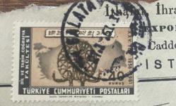Mektup Zarfından Kesilmiş  / Postadan Geçmiş Pul Filateli -  Galata,Damgalı - Dil ve Tarih-Coğrafya Fakültesi, 40 KURUŞ  - Türkiye Cumhuriyeti