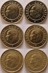 Türkiye Cumhuriyet  2009//11/15/17/18/21 Yıları 10 Kuruş Farklı Kondisyonlarda No  1034