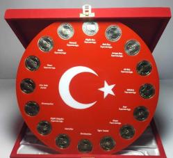 TARİHTEKİ 16 TÜRK DEVLETİ HATIRA PARALARI ÖZEL KADİFE STANDINDA
