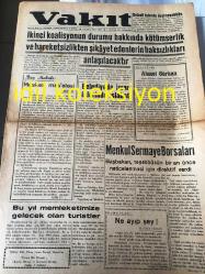 İSTANBUL VAKİT GAZETESİ YEREL TAŞRA BASINI ----6 Ağustos 1962 Yıl :48 Sayı :13096--İkinci koalisyon durumu hakkında  kötümserlik ve hareketsizlikten  şikayet edenlerin  haksızlıkları ---Mesken Meselesi :Asım Us-- Bu yıl memleketimize gelecek olan  turistler --Belediye imar   işlerinde ıslahat --Ahmet Gürkan -Ne Ayıp Şey :H.Süha Gezgin --Nasıl elleri varıyor ? Ahmet Emin Yalman --Bir daha 1950 olamaz--Çalışma Bakanı  Bülent Ecevit  'in Çok Mühim  Bir Konuşması--Asım Us 'un  1937 hatıra Notları ---İş Ve Sosyal Kanunu Tasarıları --Yabancı basının Kıbrıs  meselesine gösterdiği  geniş alaka --Dünya Boks Şampiyonu Ross 'un Hatıraları -çeşitli Konular Yeni Av Mevsimine Girerken : Turhan Tamerler --Av  mevsimine 1 Ağustos çarşamba günü başlandı --Dev  ayılar avı  yazan :Walter Fınton -