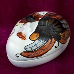 VINTAGE EL BOYAMA VENEDİK MASK FORMLU KAPAKLI PORSELEN KUTU MADE IN ITALY