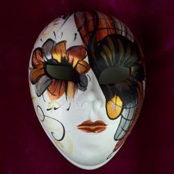 VINTAGE EL BOYAMA VENEDİK MASK FORMLU KAPAKLI PORSELEN KUTU MADE IN ITALY