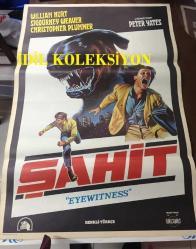 ŞAHİT, 1981, SİNEMA FİLM AFİŞİ ÇİZİM / POSTERİ - BÜYÜK BOY - ORİJİNAL - 100 X 68 cm EBADINDA - Eyewitness, Original Turkish Big Size Movie Poster - Peter Yates, Steve Tesich, William Hurt, Sigourney Weaver, Christopher Plummer,  James Woods, Irene Worth, Kenneth McMillan, Pamela Reed, Albert Paulsen, Steven Hill, Morgan Freeman, ÖZEN FİLM