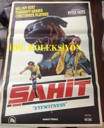ŞAHİT, 1981, SİNEMA FİLM AFİŞİ ÇİZİM / POSTERİ - BÜYÜK BOY - ORİJİNAL - 100 X 68 cm EBADINDA - Eyewitness, Original Turkish Big Size Movie Poster - Peter Yates, Steve Tesich, William Hurt, Sigourney Weaver, Christopher Plummer,  James Woods, Irene Worth, Kenneth McMillan, Pamela Reed, Albert Paulsen, Steven Hill, Morgan Freeman, ÖZEN FİLM