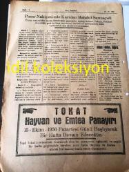 TOKAT GENÇ DEMOKRAT  SİYASİ GAZETE- YEREL  TAŞRA BASINI- ----10 Ekim 1956 Yıl :2 Sayı :322---Sigorta Babından --Almus Telefon ve Telgraf Şebekesinin Açılış Töreninde Almus Kaymakamı Nihat Etiz 'in Mühim Bir Konuşması --Pazar Nahiyesinde Kurulan Mahdut Sermayeli --