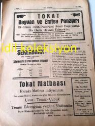 TOKAT GENÇ DEMOKRAT  SİYASİ GAZETE- YEREL  TAŞRA BASINI- ---5 Ekim 1956 Yıl :2 Sayı :318--Çocuk --Başvekilimiz Adnan Menderes 'in Erzurum Şeker Fabrikasını Açış Nutku --İlan Tokat Sulh Hukuk Hakimliğinden --