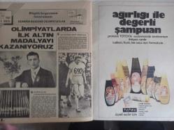 TV'DE 7 Gün Haftalık Aktüalite Sinema Tiyatro Müzik ve Magazin Dergisi - 14 Haziran 1976 - Levent Eriş - Kemal Sonunur - Aydın Tansel - Cemal Kamacı - Küçük Joe'nun Büyük Sırrı - Belkı Merak Etmişsinizdir Dedik - Canan Oğuz - Ülkü Kuranel - Oray Tuğlan - Bülent Çarkacı - Efgan Efekan'la Mazide Bir Gezinti - Tele Şaka - Hikmet Feridun Es - Türkan Şoray - Sempati Çamaşır Makines iReklamı - Hoover Elektrikli Süpürge Reklamı - Gençlik Kulübü - Arçelik Buzdolabı Reklamı - Olimpiyatlarda İlk Altın Madalyayı Kazanıyoruz  Totex Şampuan Reklamı - Tursil Deterjan Reklamı fotoğraf ve haberi - Dergi Tam Değildir Sadece