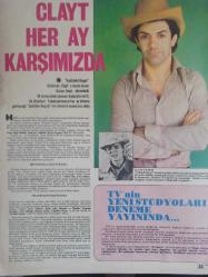TV'DE 7 Gün Haftalık Aktüalite Sinema Tiyatro Müzik ve Magazin Dergisi - 18 Ekim 1976 - Erkan Oyal Bıyıklarını Kessin mi, Kesmesin mi? - Televizyonda Göksel Arsoy haftası - Anthony Quinn - Kathleen Valentine - Türkan Şoray - TV'De Eski Filmlerim Oynayacaksa Hiç Oynamasın Daha İyi - Çanakkale Seramik Fabrikası Reklamı - Güner Ümit - Clayt Her Ay Karşımızda - TV'nin Yeni Stüdyoları Deneme Yayınında - Tamek Konserve Reklamı - Zet Giyim Mağazaları Reklamı fotoğraf ve haberi - Dergi Tam Değildir Sadece 8 Sayfası Mevcuttur