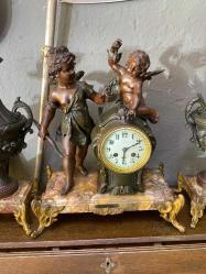 FRANSIZ TUTYA ŞÖMİNE SAATİ SET