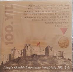 TÜRKİYE CUMHURİYETİ GAZİLİK ÜNVANI'NIN 100. YILI TEDAVÜL PARA SETİ (2021) ÖZEL KİTİNDE ÇİL+++