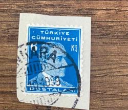 Mektup Zarfından Kesilmiş  / Postadan Geçmiş Pul Filateli - Ankara, 5 Ekim 1939 Damgalı - ATATÜRK , 6 KURUŞ - Türkiye Cumhuriyeti