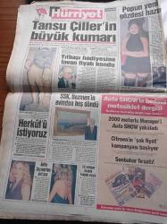 Hürriyet Gazetesi - 24 Kasım 1993 - Galatasaray Şampiyonlar Ligi'nde Barcelona Karşısında - Herkül'ü İstiyoruz - Koyu Beşiktaşlı Hikmet Çetin Galatasaray'la Gurur Duyuyorum - Tahsin Öztin'i Kalbimize Gömdük - Tansu Çiller Kendini Adnan Menderes'e Benzetti - Koalisyon Gitti Geldi - PKK'yı Vur Emri ABD'den Geldi