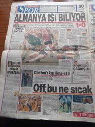 Hürriyet Gazetesi - 18 Haziran 1994 - 1994 ABD Dünya Kupası - Bill Clinton'ı Kızı İkna Etti - Berna Laçin - Muazzez Abacı - Recep Tayyip Erdoğan'dan Yollara Refah Partisi Yeşili - İşte DEP Gerçeği - Yurtdışına Kaçan Nizamettin Toguç'un PKK Bayraklı Kürsüde Apo Posteri Önünde Çekilen Fotoğrafı - Borsa Kralı Nasrullah Ayan Tutuklandı